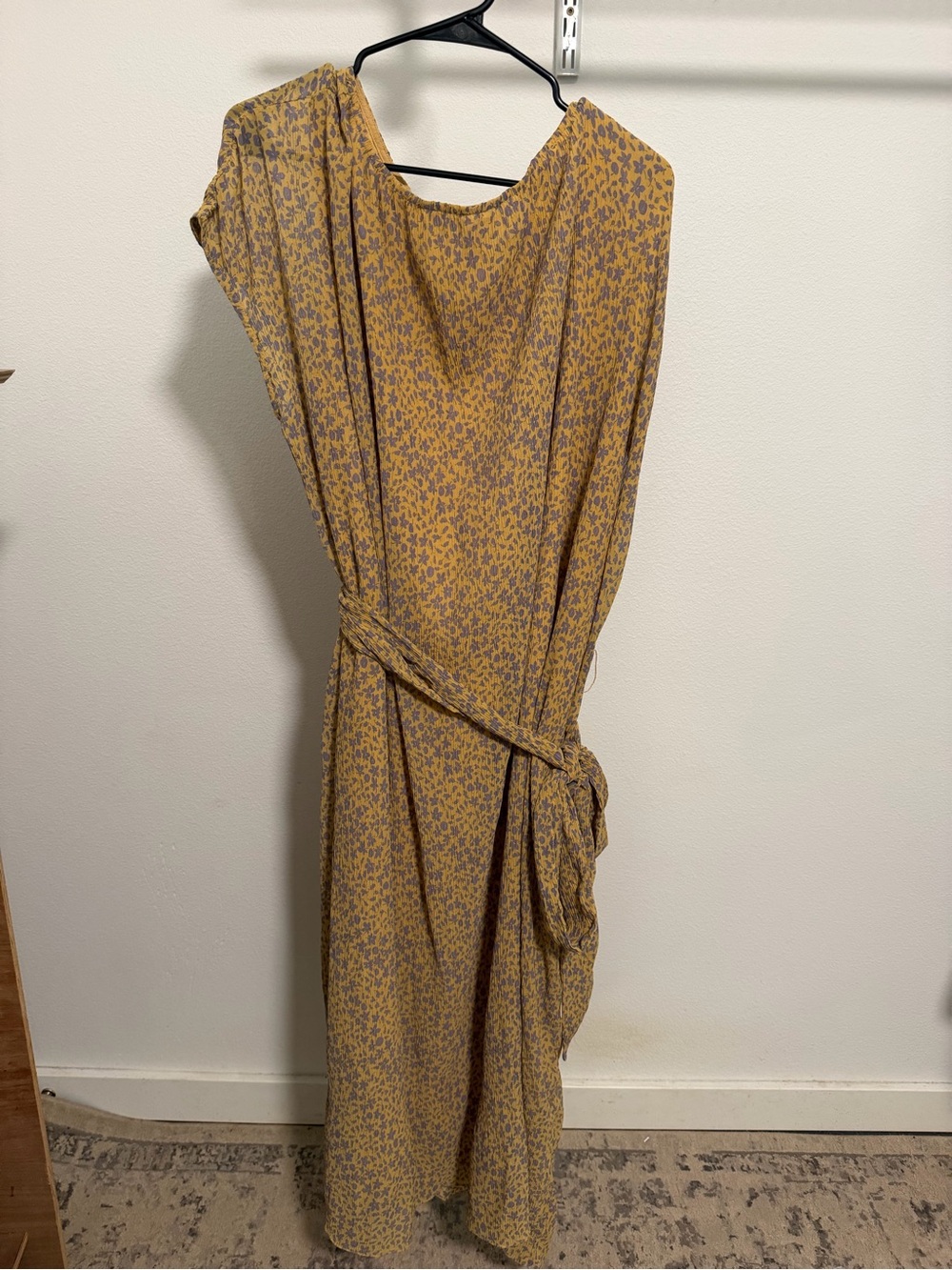 Roolee Mustard Floral Maxi Dress with Tie Waist